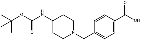 4-[4-(tert-Butoxycarbonylamino)piperidin-1-yl]methylbenzoic acid 구조식 이미지
