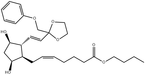 (Z)-7-[(1R)-3α,5α-Dihydroxy-2β-[(E)-2-(2-phenoxymethyl-1,3-dioxolan-2-yl)ethenyl]cyclopentan-1α-yl]-5-heptenoic acid butyl ester 구조식 이미지