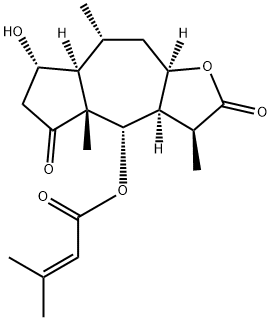 3-Methyl-2-butenoic acid (3S,3aα,7aα,9aα)-dodecahydro-7α-hydroxy-3β,4aβ,8α-trimethyl-2,5-dioxoazuleno[6,5-b]furan-4α-yl ester 구조식 이미지