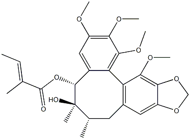 (5R)-6β,7β-Dimethyl-1,2,3,12-tetramethoxy-10,11-methylenedioxy(5,6,7,8-tetrahydrodibenzo[a,c]cyclooctene)-5β,6α-diol 5-[(E)-2-methyl-2-butenoate] 구조식 이미지