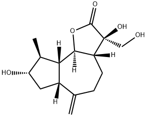 (3R,3aβ,6aβ,9aβ,9bα)-Dodecahydro-3,8α-dihydroxy-3-hydroxymethyl-9β-methyl-6-methyleneazuleno[4,5-b]furan-2-one 구조식 이미지