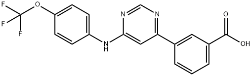 Benzoic acid, 3-[6-[[4-(trifluoromethoxy)phenyl]amino]-4-pyrimidinyl]- Structure