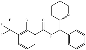 Benzamide, 2-chloro-N-[(S)-phenyl(2S)-2-piperidinylmethyl]-3-(trifluoromethyl)- Structure