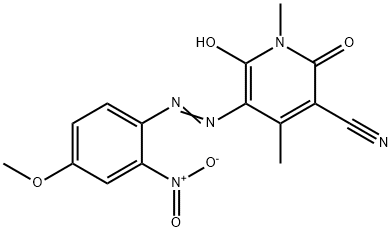 3-Pyridinecarbonitrile, 1,2-dihydro-6-hydroxy-5-[2-(4-methoxy-2-nitrophenyl)diazenyl]-1,4-dimethyl-2-oxo- Structure