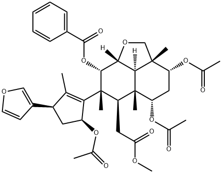 (2aR,8aβ,8bα)-Decahydro-3α,5α-diacetoxy-7α-[(3R,5S)-5-acetoxy-3-(3-furyl)-2-methyl-1-cyclopenten-1-yl]-8α-benzoyloxy-2a,5aβ,7-trimethyl-2H-naphtho[1,8-bc]furan-6β-acetic acid methyl ester Structure