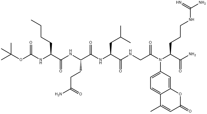 tert-butyloxycarbonyl-norleucyl-glutaminyl-leucyl-glycyl-arginine-7-amino-4-methylcoumarin 구조식 이미지