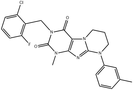 3-[(2-chloro-6-fluorophenyl)methyl]-1-methyl-9-(3-methylphenyl)-7,8-dihydro-6H-purino[7,8-a]pyrimidine-2,4-dione Structure