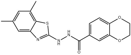 1,4-Benzodioxin-6-carboxylic acid, 2,3-dihydro-, 2-(5,7-dimethyl-2-benzothiazolyl)hydrazide Structure