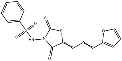 N-[(5Z)-5-[(E)-3-(furan-2-yl)prop-2-enylidene]-4-oxo-2-sulfanylidene-1,3-thiazolidin-3-yl]benzenesulfonamide Structure