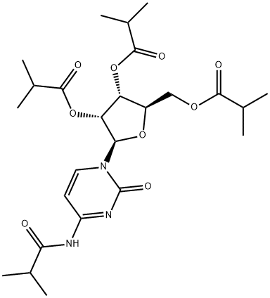 Cytidine, N-(2-methyl-1-oxopropyl)-, 2',3',5'-tris(2-methylpropanoate) (9CI) Structure