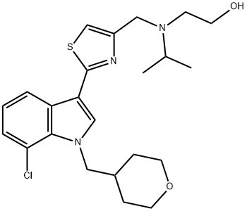 Ethanol, 2-[[[2-[7-chloro-1-[(tetrahydro-2H-pyran-4-yl)methyl]-1H-indol-3-yl]-4-thiazolyl]methyl](1-methylethyl)amino]- Structure