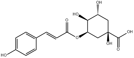 Cyclohexanecarboxylic acid, 1,3,4-trihydroxy-5-[[(2E)-3-(4-hydroxyphenyl)-1-oxo-2-propen-1-yl]oxy]-, (1R,3R,4S,5R)- 구조식 이미지