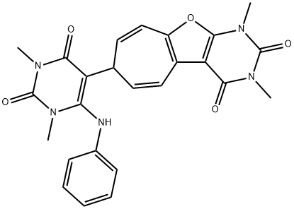2H-Cyclohepta[4,5]furo[2,3-d]pyrimidine-2,4(3H)-dione,  1,7-dihydro-1,3-dimethyl-7-[1,2,3,4-tetrahydro-1,3-dimethyl-2,4-dioxo-6-(phenylamino)-5- Structure