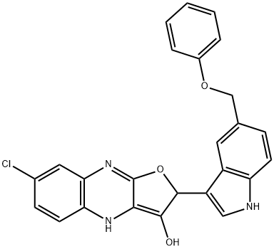 7-Chloro-2,4-dihydro-2-[5-(phenoxymethyl)-1H-indol-3-yl]furo[2,3-b]quinoxalin-3-ol 구조식 이미지