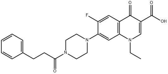 3-Quinolinecarboxylic acid, 1-ethyl-6-fluoro-1,4-dihydro-4-oxo-7-[4-(1-oxo-3-phenylpropyl)-1-piperazinyl]- 구조식 이미지