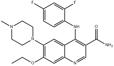 3-Quinolinecarboxamide, 4-[(2,4-difluorophenyl)amino]-7-ethoxy-6-(4-methyl-1-piperazinyl)- Structure