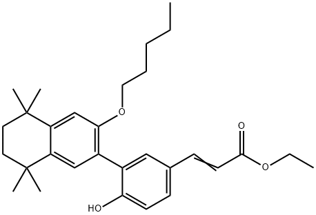 2-Propenoic acid, 3-[4-hydroxy-3-[5,6,7,8-tetrahydro-5,5,8,8-tetramethyl-3-(pentyloxy)-2-naphthalenyl]phenyl]-, ethyl ester Structure