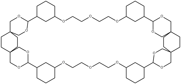 6,13,16,19,26,33,40,43,46,53,56,59,64,67-Tetradecaoxaundecacyclo[50.2.2.21,4.24,7.225,28.228,31.231,34.18,12.120,24.135,39.147,51]heptacontane Structure