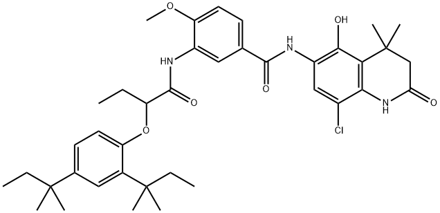 -(4-Methoxybezoyl)-(1-benzyl-5-ethoxy-3-hydantoin)-2-chloro-5-dodecyloxycarbonyl acetanilide Structure