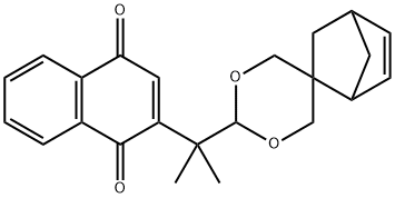 2-(2-spiro[1,3-dioxane-5,5'-bicyclo[2.2.1]hept-2-ene]-2-ylpropan-2-yl)naphthalene-1,4-dione 구조식 이미지