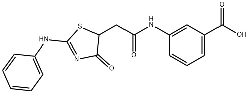 3-{2-[4-Oxo-2-(phenylamino)-4,5-dihydro-1,3-thiazol-5-yl]acetamido}benzoic Acid 구조식 이미지