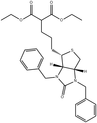 1,3-Diethyl ester 2-[3-[(3aS,4S,6aR)-hexahydro-2-oxo-1,3-bis(phenylmethyl)-1H-thieno[3,4-d]imidazol-4-yl]propyl] Propanedioic acid Structure