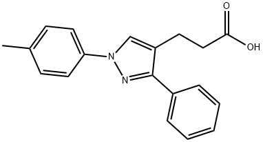 JR-6869, 3-(3-Phenyl-1-p-tolyl-1H-pyrazol-4-yl)propanoic acid, 97% 구조식 이미지