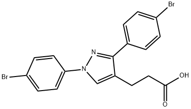 JR-6889, 3-(1,3-bis(4-Bromophenyl)-1H-pyrazol-4-yl)propanoic acid, 97% 구조식 이미지
