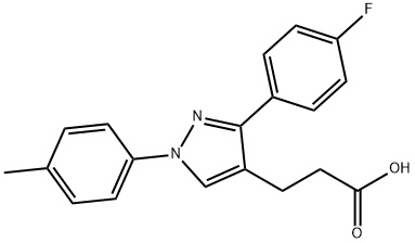 JR-6893, 3-(3-(4-Fluorophenyl)-1-p-tolyl-1H-pyrazol-4-yl)propanoic acid, 97% 구조식 이미지