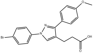 JR-6901, 3-(1-(4-Bromophenyl)-3-(4-methoxyphenyl)-1H-pyrazol-4-yl)propanoic acid, 97% Structure