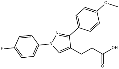 JR-6902, 3-(1-(4-Fluorophenyl)-3-(4-methoxyphenyl)-1H-pyrazol-4-yl)propanoic acid, 97% 구조식 이미지