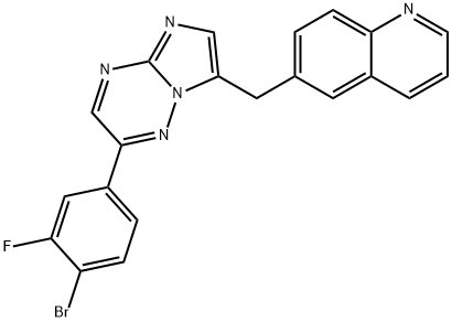 6-((2-(4-bromo-3-fluorophenyl)imidazo[1,2-b][1,2,4]triazin-7-yl)methyl)quinoline Structure