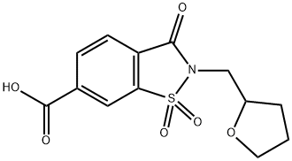 1,1,3-Trioxo-2-(oxolan-2-ylmethyl)-2,3-dihydro-1,2-benzothiazole-6-carboxylic Acid Structure