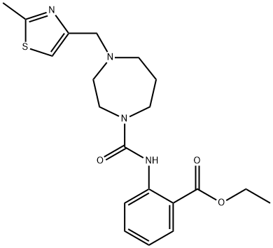 Benzoic acid, 2-[[[hexahydro-4-[(2-methyl-4-thiazolyl)methyl]-1H-1,4-diazepin-1-yl]carbonyl]amino]-, ethyl ester Structure