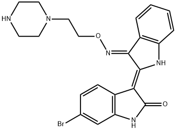 2H-Indol-2-one, 6-bromo-3-[(3E)-1,3-dihydro-3-[[2-(1-piperazinyl)ethoxy]imino]-2H-indol-2-ylidene]-1,3-dihydro-, (3Z)- 구조식 이미지