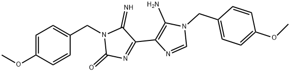 [4,4'-Bi-1H-imidazol]-2(5H)-one, 5'-amino-5-imino-1,1'-bis[(4-methoxyphenyl)methyl]- Structure