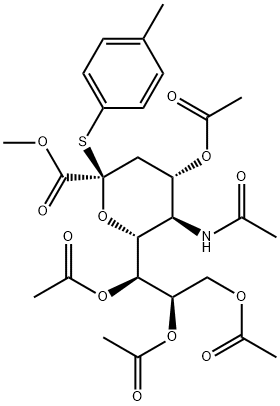 Neuraminic acid,N-acetyl-2-S-(4-methylphenyl)-2-thio-,menthyl ester, 4,7,8,9-tetraacetate Structure