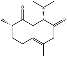 (3R,6E,10S)-6,10α-Dimethyl-3-isopropyl-6-cyclodecene-1,4-dione Structure