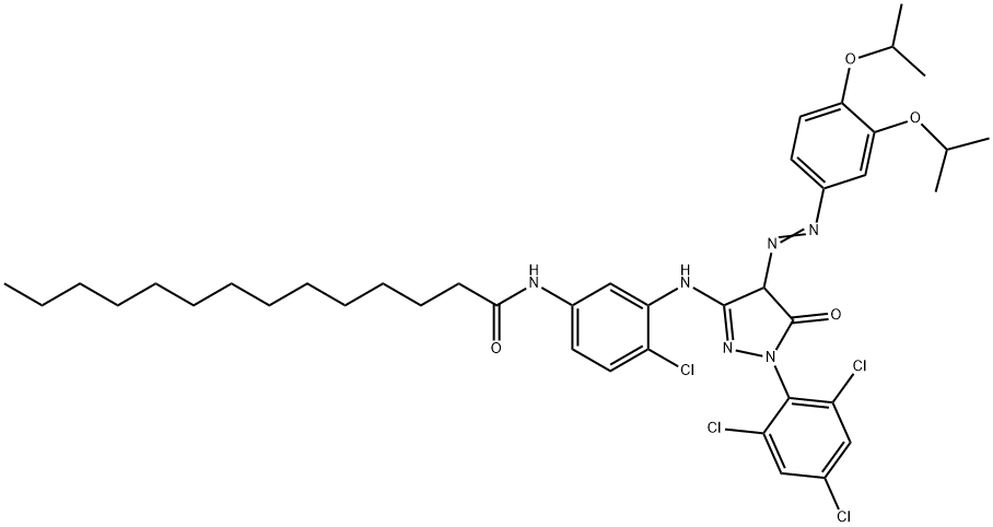 1-(246Trichlorphenyl)-3-(2chlor-5tetradecanoyl-amino-anilino-4-(34diisopropoxy-phenylazo)pyrazolinon-5 구조식 이미지