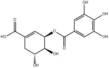 Benzoic acid, 3,4,5-trihydroxy-, (1R,5R,6S)-3-carboxy-5,6-dihydroxy-2-cyclohexen-1-yl ester Structure