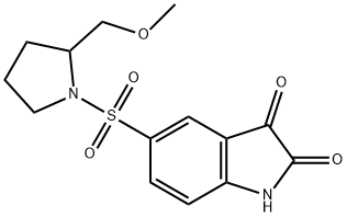 5-[(S)-(-)-2-(메톡시메틸)피롤리디노]설포닐리사틴 구조식 이미지