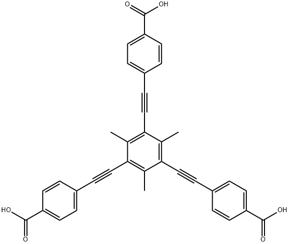 Benzoic acid, 4,4',4''-[(2,4,6-trimethyl-1,3,5-benzenetriyl)tri-2,1-ethynediyl]tris- Structure