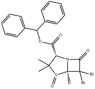 4-Thia-1-azabicyclo[3.2.0]heptane-2-carboxylic acid, 6,6-dibromo-3,3-dimethyl-7-oxo-, diphenylmethyl ester, 4-oxide, (2S,5R)- 구조식 이미지
