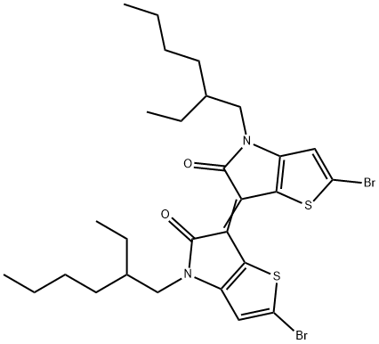 (E)-2,2'-dibromo-4,4'-bis(2-ethylhexyl)-[6,6'-bithieno[3,2-b]pyrrolylidene]-5,5'(4H,4H')-dione 구조식 이미지