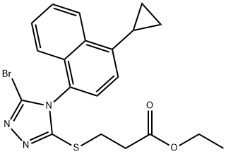 Propanoic acid, 3-[[5-bromo-4-(4-cyclopropyl-1-naphthalenyl)-4H-1,2,4-triazol-3-yl]thio]-, ethyl ester 구조식 이미지