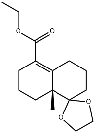 (R)-Spiro[1,3-dioxolane-2,1'(2'H)-naphthalene]-5'-carboxylic acid, 3',4',6',7',8',8'a-hexahydro-8'a-methyl-, ethyl ester (9CI) Structure