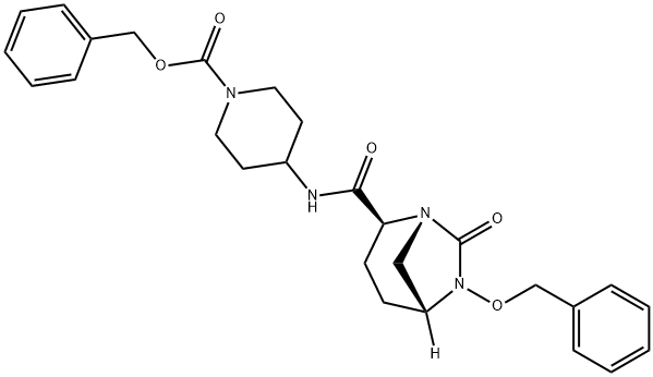 Phenylmethyl 4-[[[(1R,2S,5R)-7-oxo-6-(phenylmethoxy)-1,6-diazabicyclo[3.2.1]oct-2-yl]carbonyl]amino]-1-piperidinecarboxylate Structure