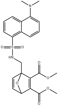 Dimethyl 1-((5-(Dimethylamino)naphthalene-1-sufonamido)-methyl)-7-oxanorborna-2,5-diene-2,3-dicarboxylate 구조식 이미지