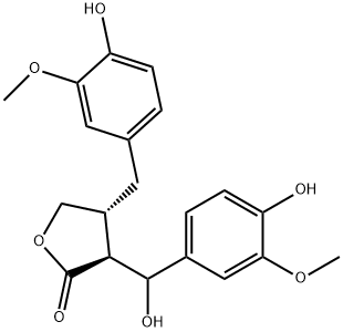 2(3H)-Furanone, dihydro-3-[hydroxy(4-hydroxy-3-methoxyphenyl)methyl]-4-[(4-hydroxy-3-methoxyphenyl)methyl]-, (3S,4R)- 구조식 이미지