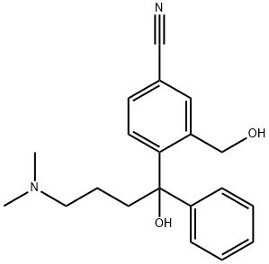 4-(4-(dimethylamino)-1-hydroxy-1-phenylbutyl)-3-hydroxymethyl) benzonitrile hydrochloride Structure
